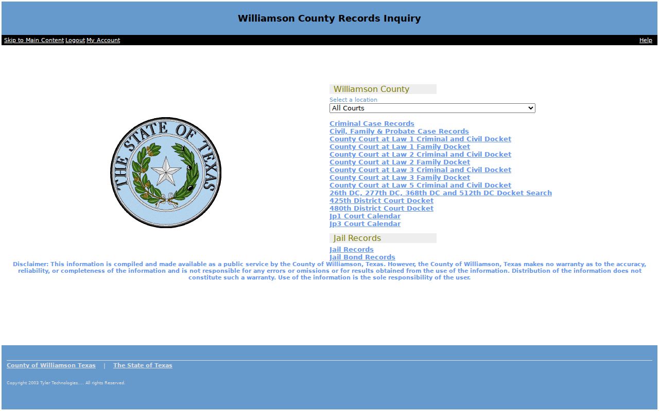Georgetown residents directory Williamson County court search