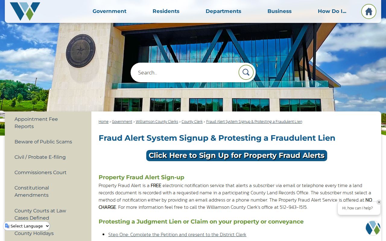 Georgetown neighbors property-record safety research on the Williamson County fraud alert page