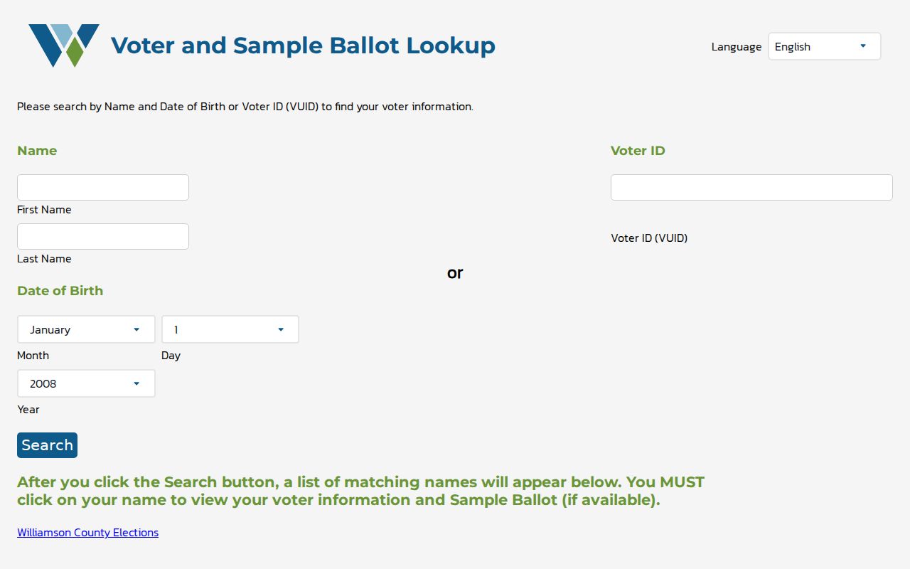 Georgetown residents directory Williamson County voter lookup